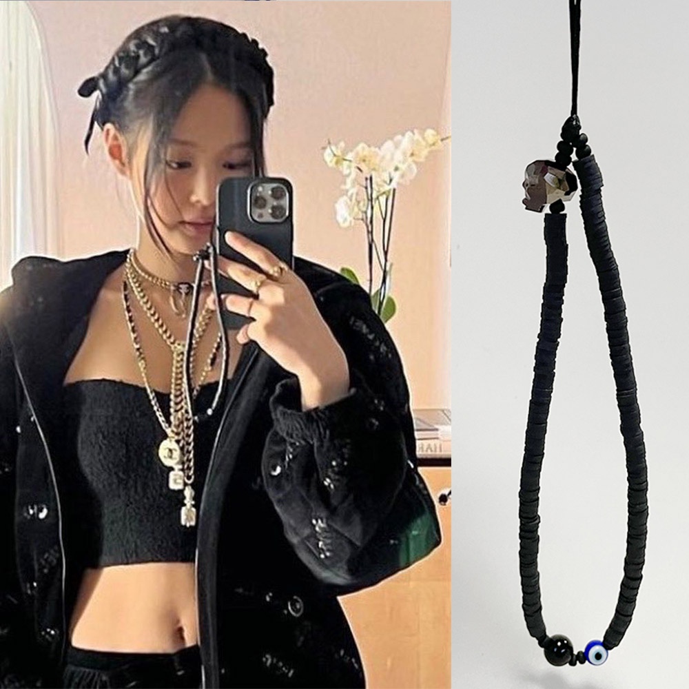 Jennie Tali Lanyard Motif Tulang Tengkorak Bahan Akrilik Anti Hilang Untuk Aksesoris Handphone