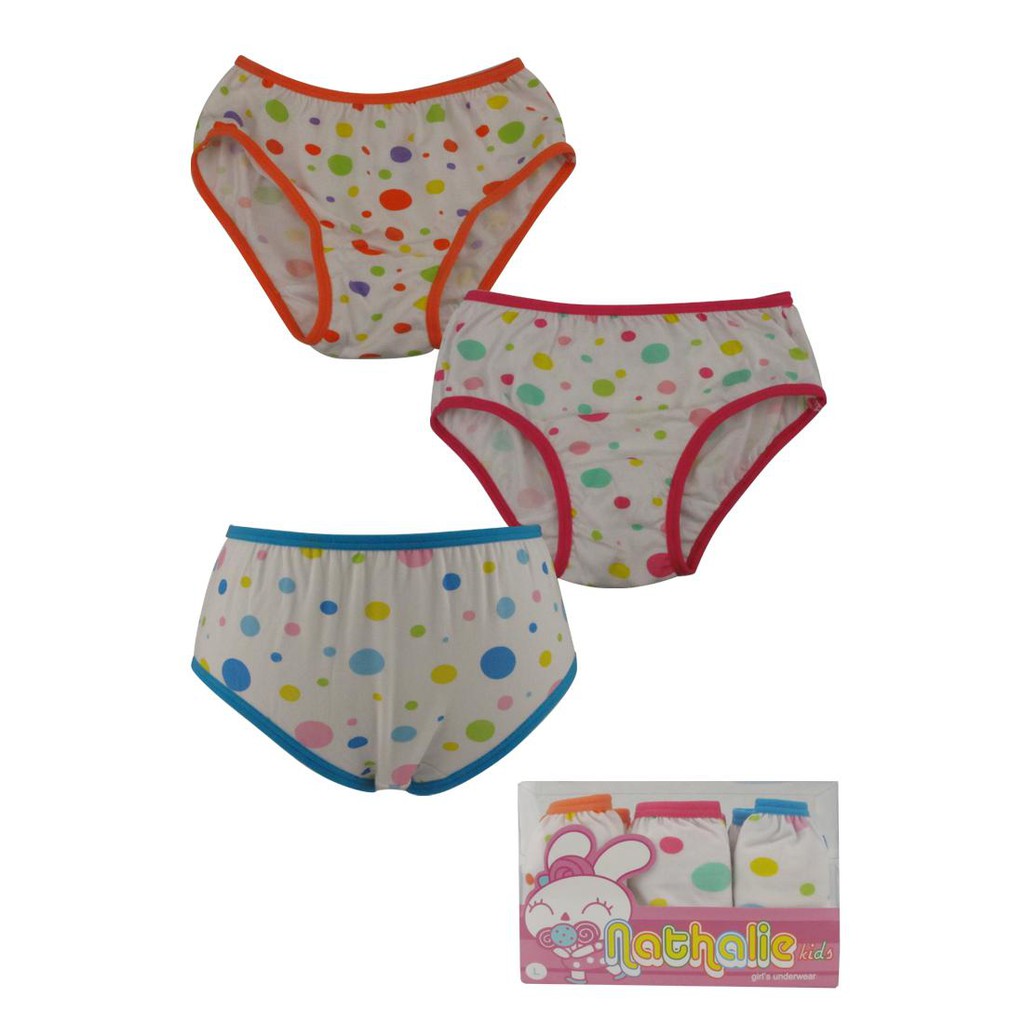 Nathalie Kids Brief Girls Underwear Midi Polkadot Evlin - 3 Pcs/ CD Celana Dalam Anak Perempuan