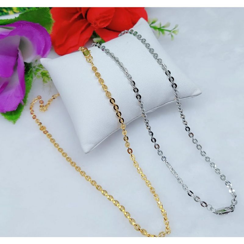 kalung Nuri kaca kecil 0.3mm gold n silver panjang 45cm