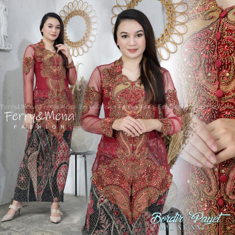 KEBAYA ORIGINAL // KEBAYA MODERN // SETELAN KEBAYA BORDIR PAYET// By Ferry Mena