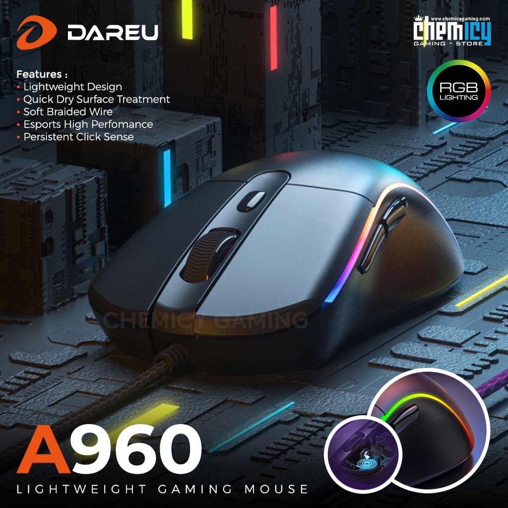 Dareu A960 Lightweight RGB Backlight Gaming Mouse