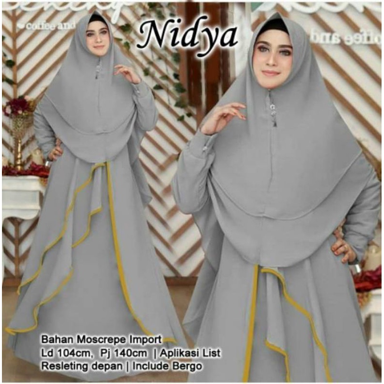 gamis syari nidya set Khimar cuci gudang