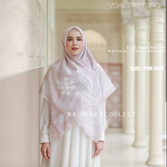 Pink nude jilbab voal premium