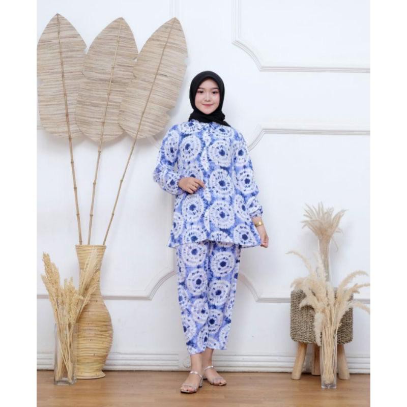 1KG MUAT 4SET | TIE DYE DAILY BASIC SET ONESET RAYON PREMIUM ATASAN CELANA HITS SELEBGRAM FASHION