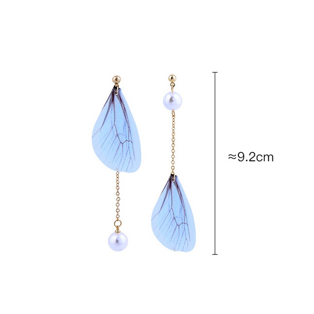 LRC Anting Tusuk Fashion Pearl Hanging Chiffon Earrings D03302