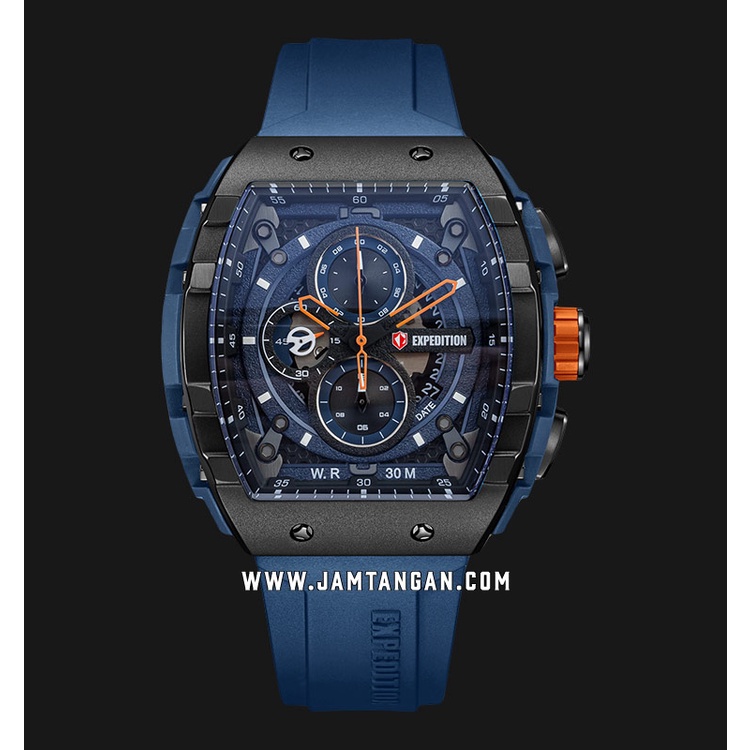 Expedition E 6782 MC RIPBU Chronograph Men Blue Navy Dial Blue Rubber Strap