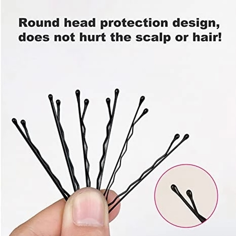 60pcs / Pak Jepit Rambut Bobby Pins Warna Hitam Untuk Wanita