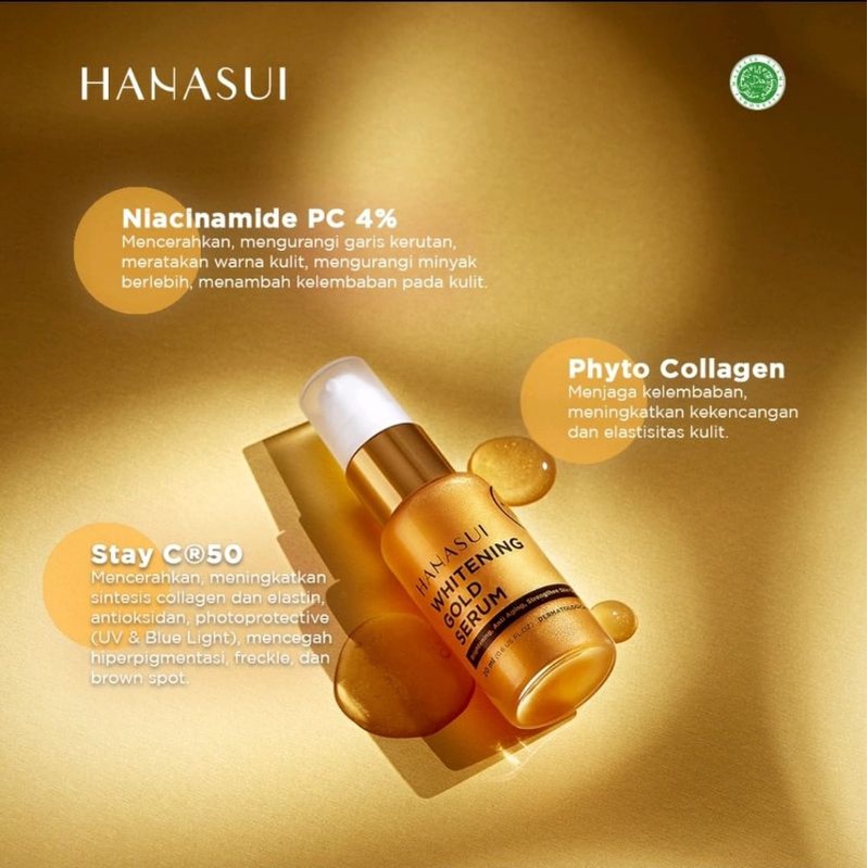 HANASUI SERUM WHITENING GOLD BPOM JAYA MANDIRI PENCERAH WAJAH