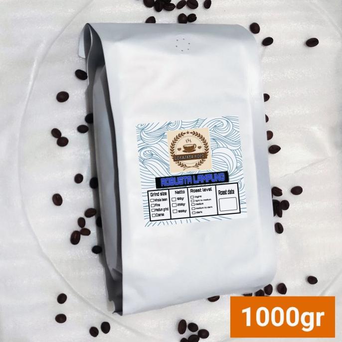 

Biji kopi robusta lampung 1kg roast bean petik merah