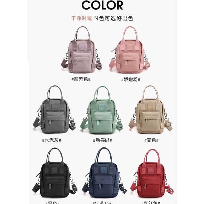 COLORFUL FOX 101 tas selempang wanita import Sling bag wanita bahan nilon parasut