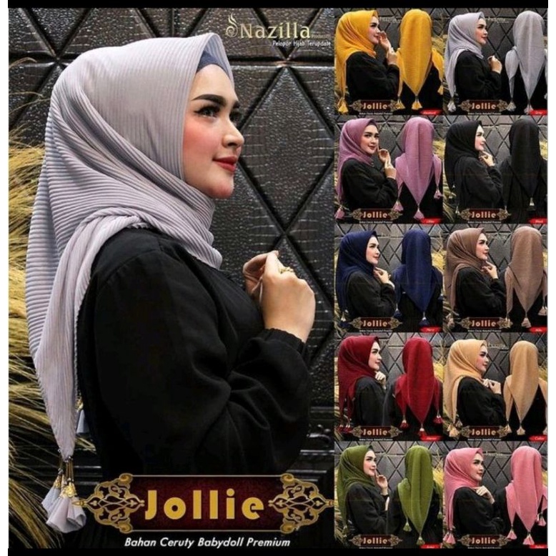 hijab segi empat plisket tasel jollie ori nazilla