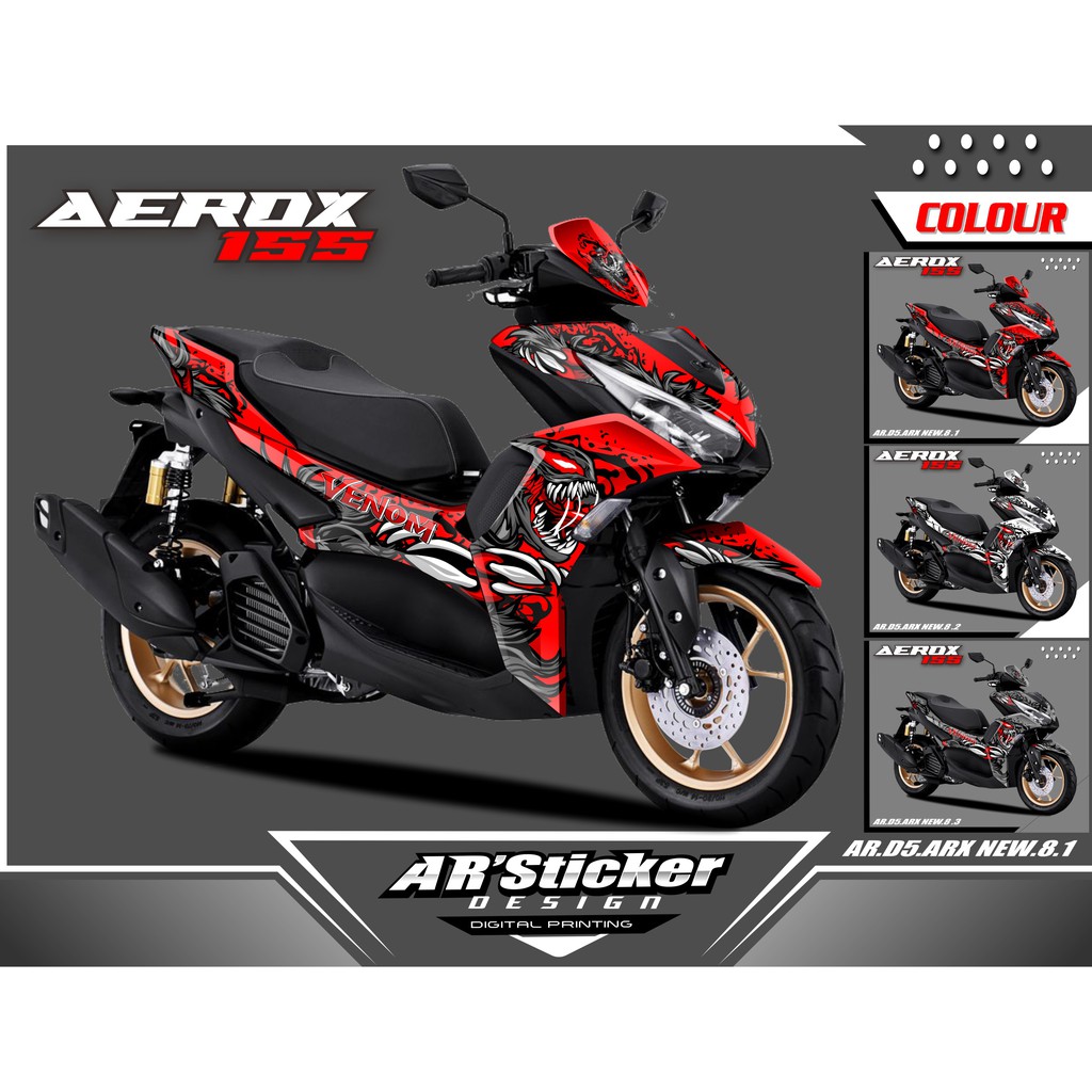 Decal Sticker Aerox 155 New Full Body - Dekal Yamaha Aerox New 2021 Disain VENOM D5 (Kode 008)