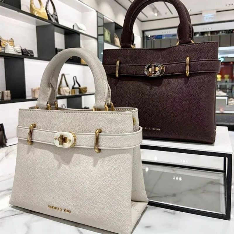 8.8 SALE | CK Double Handle Turn-Lock Structured Bag