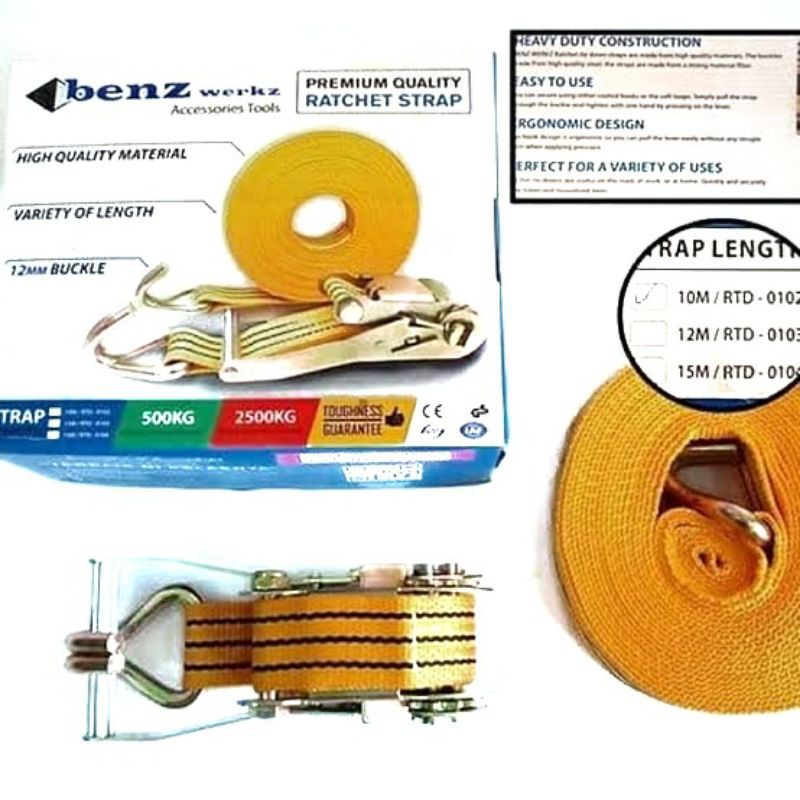 BENZ Rachet Tali Pengikat Barang 2&quot; Tali Belting Rachet Tie Dwon 2&quot;10m Benz