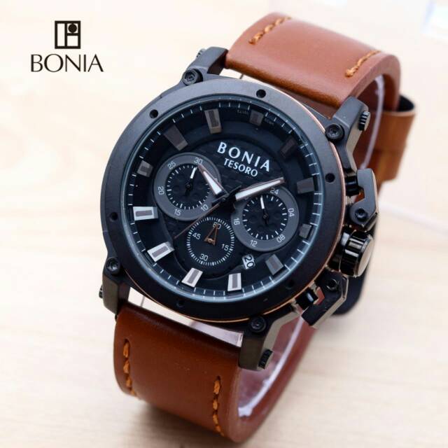 Jam Tangan Pria Bonia Tali Kulit Chrono Aktif - Bonia Terbaru Harga Murah