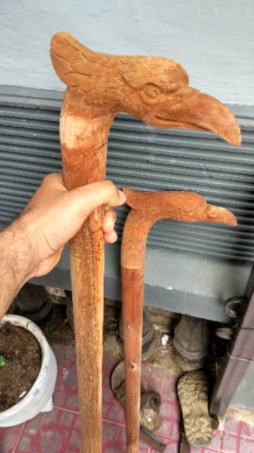 Tongkat Kayu Bidara Ukir Rajawali