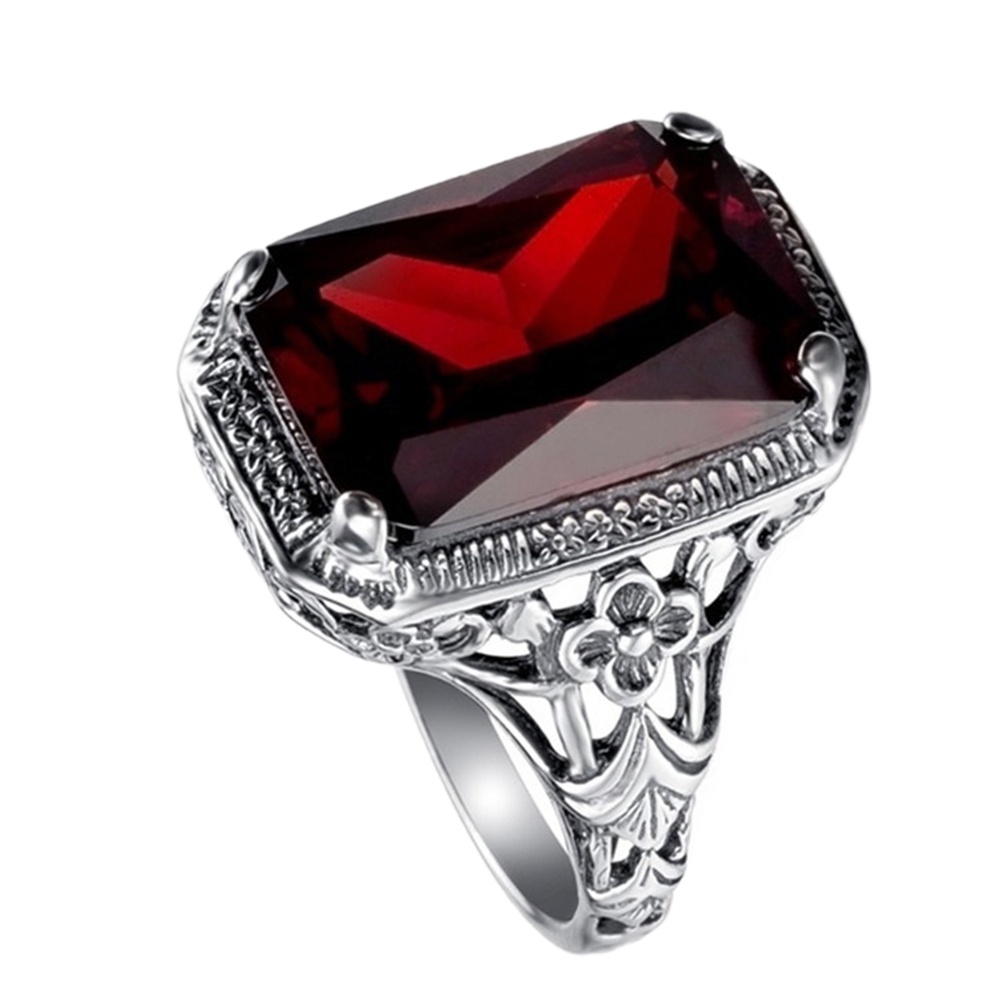 Hu Hu Hu Hu Hu Alat Bantu Pasang Kacamata♡ Cincin Wanita Hias Berlian Imitasi Merah Gaya Vintage Untuk Pernikahanpertunanganhadiah