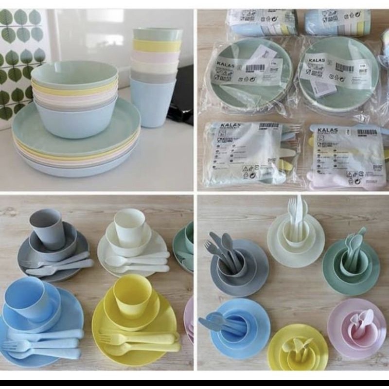 36 Pcs Alat Makan Anak Bayi SET KALASKA ( Piring,Mangkok,Gelas,Sendok Garpu Pisau) Warna Pastel