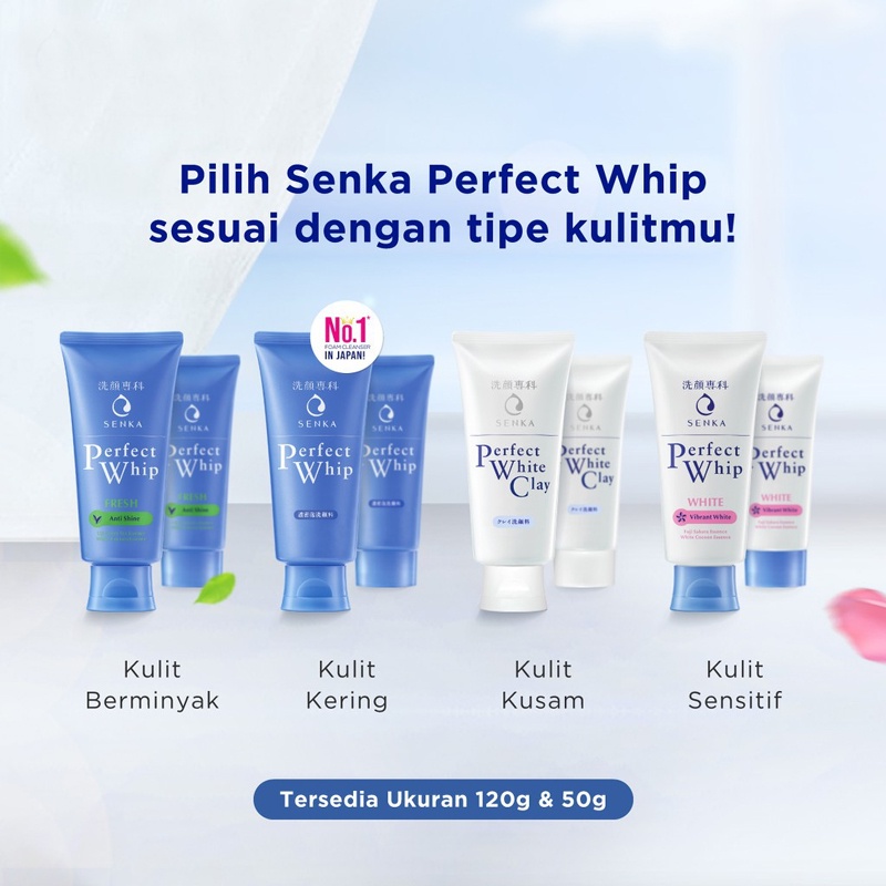 SENKA Perfect Whip, White Clay, Anti Shine, Vibrant White,Sakura Facial Foam