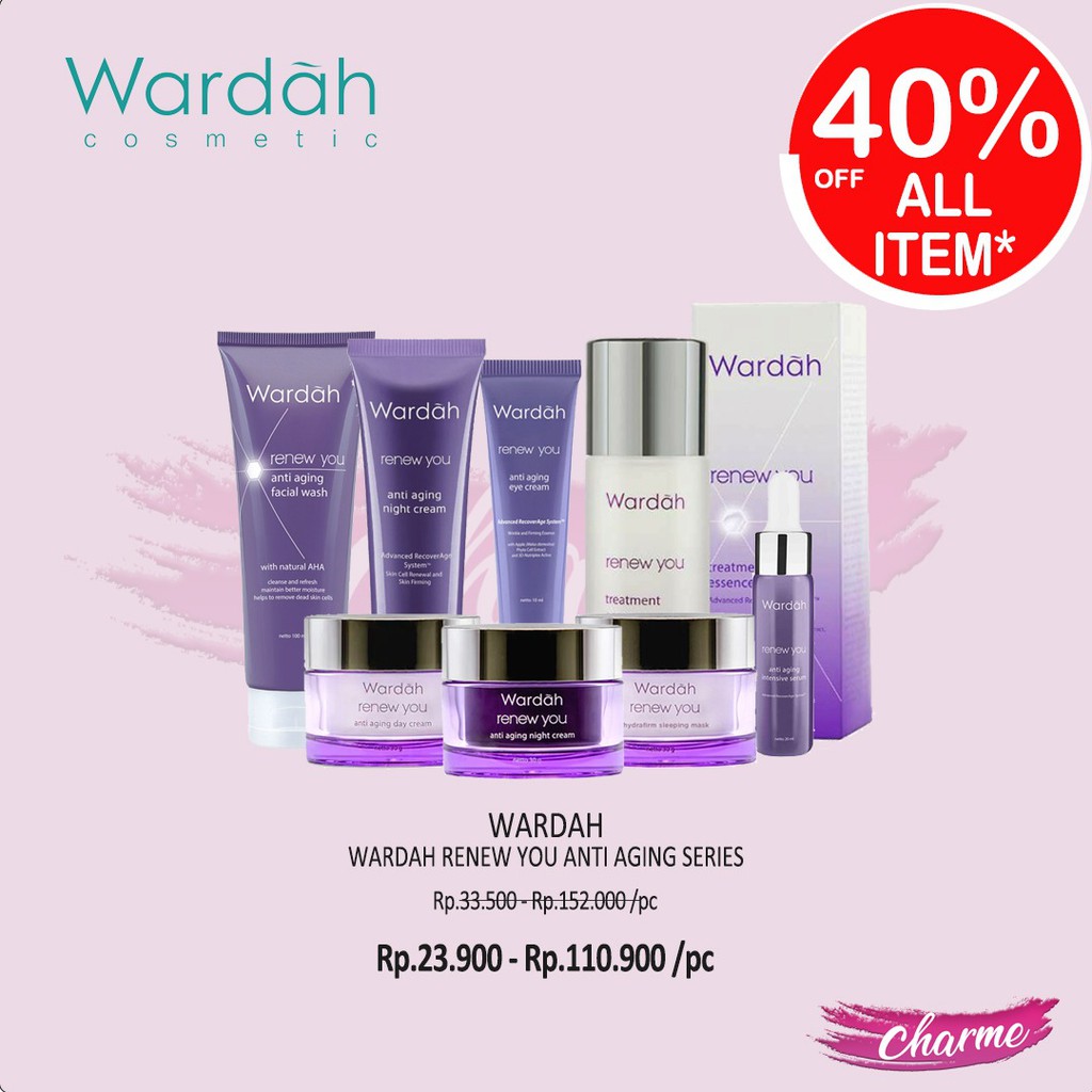 (READY&amp;ORI) Wardah Renew You Anti Aging Essence Serum Facial Wash Day Night Eye Cream Sleeping Mask