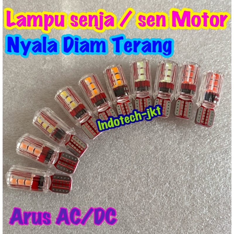 Lampu T10 Sen Senja Motor Mobil 12 Volt Nyala Diam 6 Led MIKA BENING