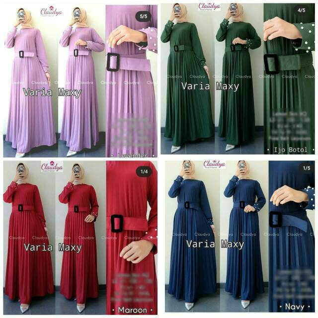 Bella plisket dress/busana muslim wanita/fashion hijabers remaja cewek/gamis maxi lebaran murah