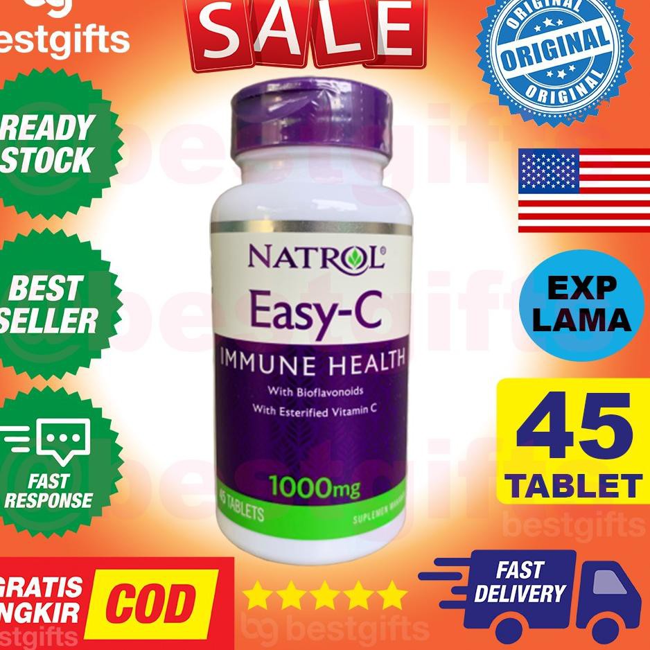 NATROL EASY C IMMUNE HEALTH  VIT C 1MG 1 MG ANTIOKSIDAN DAYA TAHAN TUBUH FLU 45 TABLET M9V6