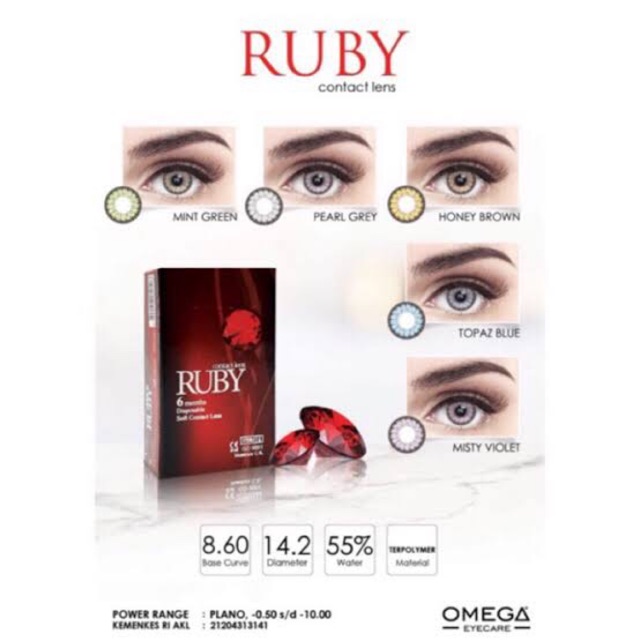 Softlens Omega Ruby Ready Minus Tinggi s/d 10,00