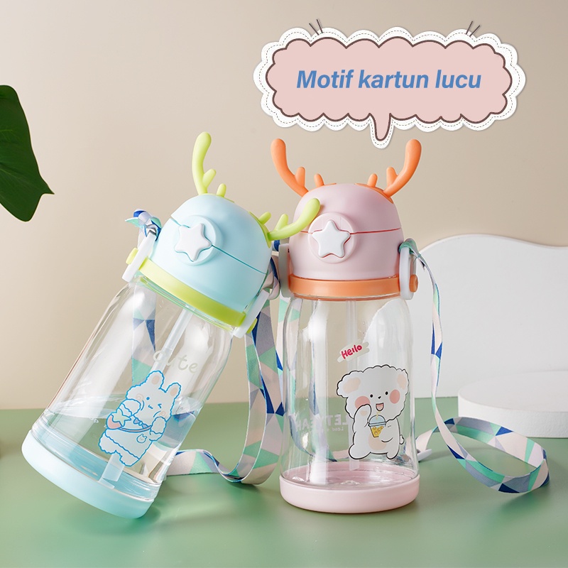 Letyeah &amp; Anantagt botol minum anak karakter sedotan Anti tumpah pola Lucu plastik murah Water Bottle Food Grade