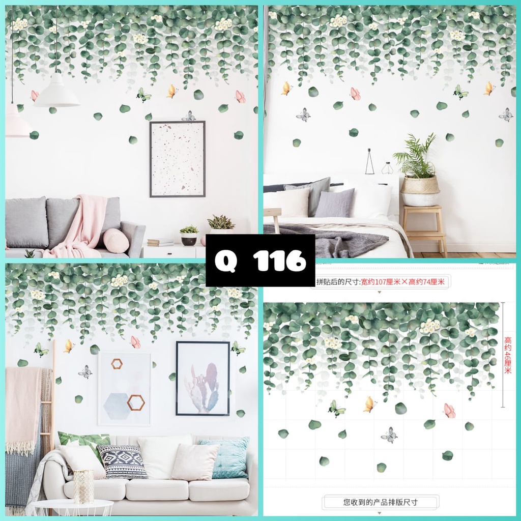 WALLSTIKER WALLSTIKER WALL STICKER STIKER PAPER WALLPAPER DINDING D3 MOTIF TANAMAN HIJAU DAUN POHON KAKTUS MONSTERA DEKORASI CAFE RUMAH PINTU JENDELA CERMIN KACA HIASAN KERAMIK KAMAR MANDI TOILET ANTI AIR WATERPROOF TEGEL KOMPOR KULKAS DAPUR 3D AESTHENTIC-Q 116