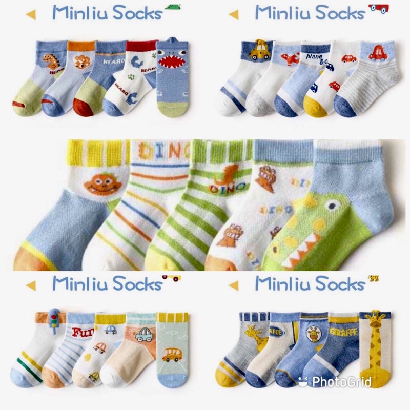 SET Kaos Kaki Anak Laki Laki Bahan Katun Premium isi 5 in 1 Kaos Kaki Anak Lucu Kaos Kaki Anak Cowo Bahan Nyaman dan Adem Kaos Kaki set isi 5 pcs Gambar Mix Kaos Kaki Anak Murah