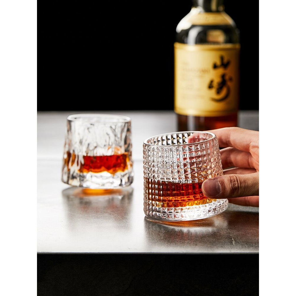 G8A one two cups gelas cangkir spinning whisky wine glass cup 150ml square style - yj101 - transparent Or-i