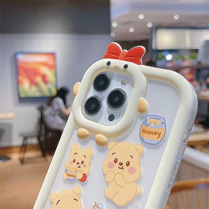 Ins Casing iPhone 14 14pro 14max 14prm 13 13pro 13prm 11 6splus 7Plus 8Plus Xr XS 13 12pro Max Motif Beruang Shockproof