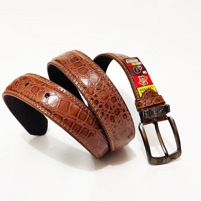 Ikat Pinggang Pria Import 501 Croco / Gesper Pria Casual Men Belt Genuine Leather 120cm