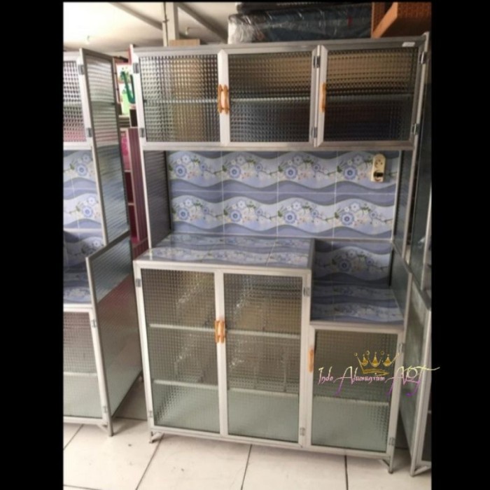 Rak Dapur Lemari Rak Piring Pintu 6 Aluminium