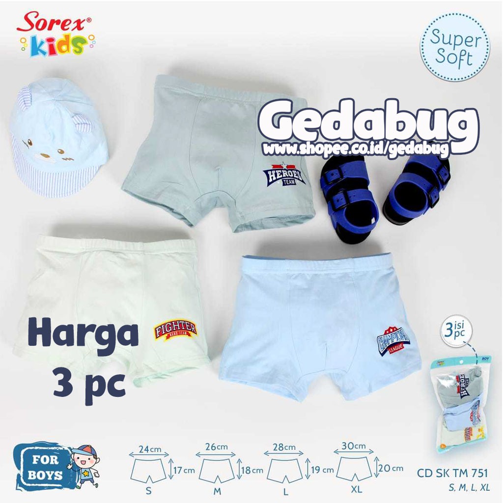 Celana dalam anak Boxer sorex kids  TM751  remaja laki laki / Boy Boxer Tm 751