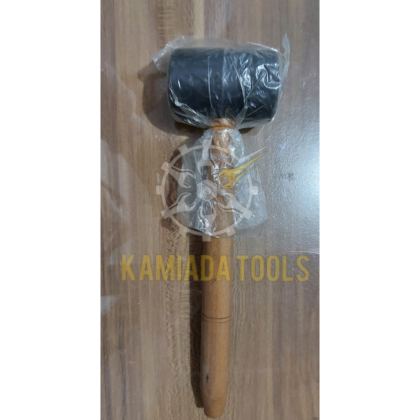 Palu Karet Hitam gagang kayu/Palu ketok keramik/palu granit