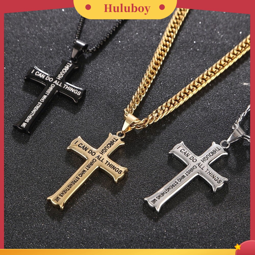 Hu Hu Hu Hu Hu Alat Bantu Pasang Kacamata♡ Kalung Liontin Salib Gaya Vintage Klasik Hip-hop Untuk Pria
