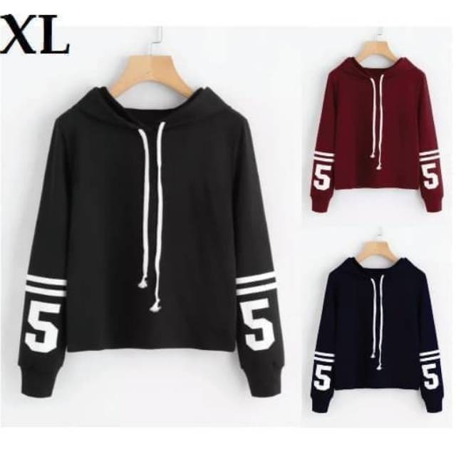 Happy Shopping Fashion Sweater Crop Hoodie Varsity 5 Five Fit XL