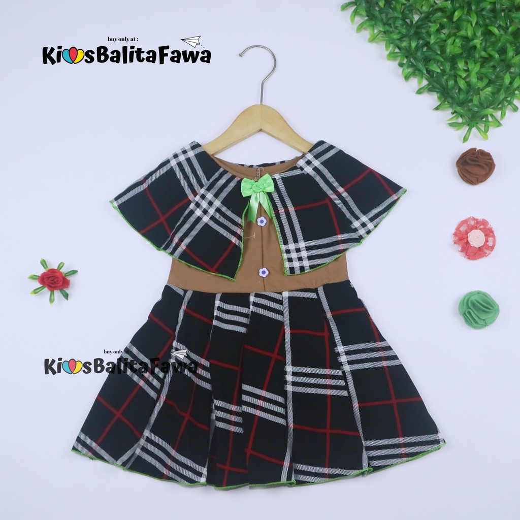 Dress Yolla size 1-4 Tahun / Baju Kensi Cewek Katun Adem Gaun Pesta Dress Cape Anak Perempuan Murah