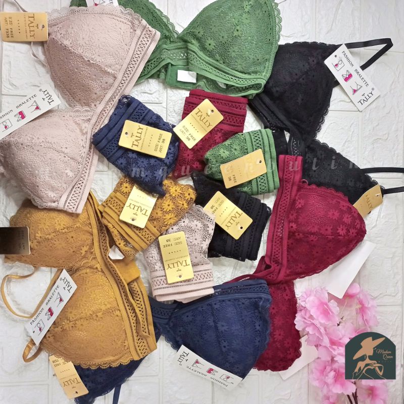 TALLY BRA BH SET KEMBEN BRALETTE RENDA 7338 | ONE SET RENDA | FREE SIZE | ADA KAIT | BUSA TIPIS TOKO KEANU