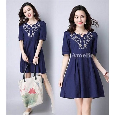 TURUN HARGA Dress Import Mini Pesta Casual Red Blue Merah Biru Lengan Pendek Korea Wanita Murah