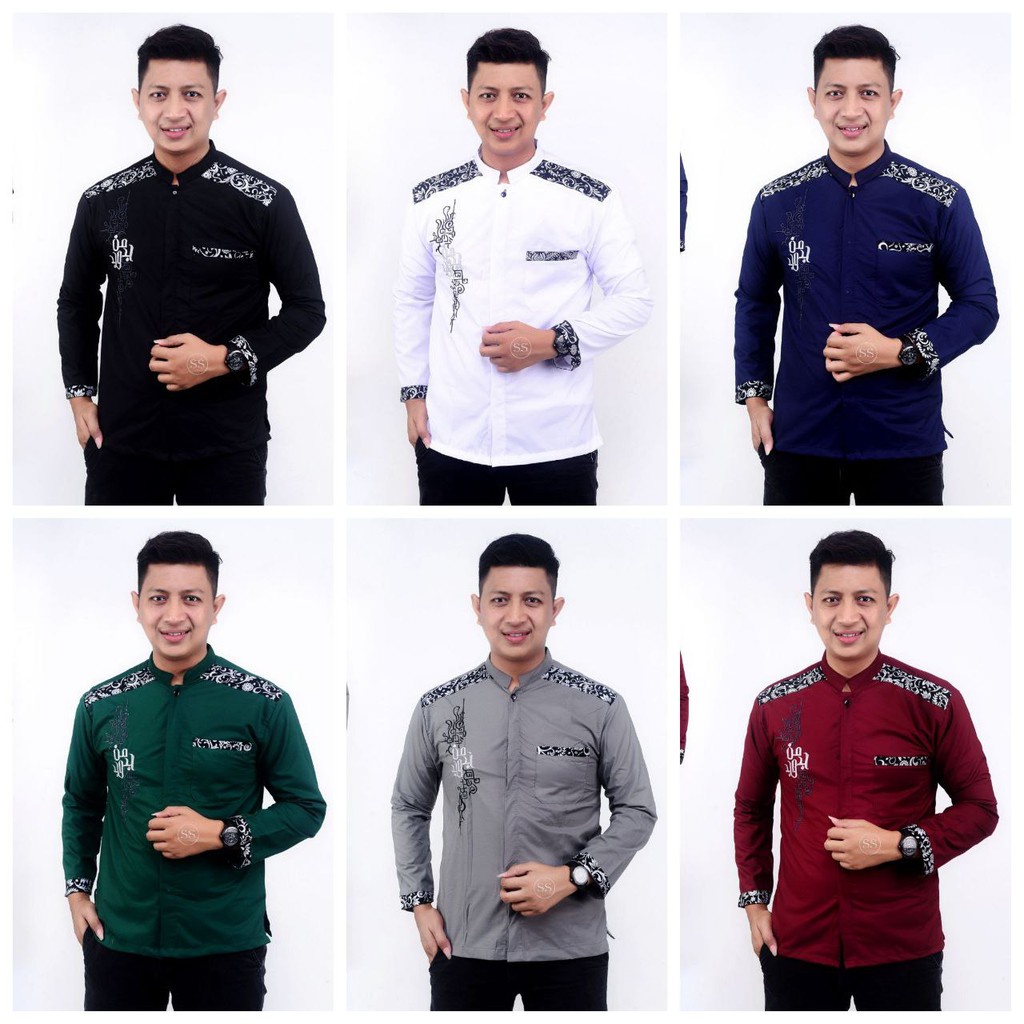 Baju Koko Lengan Panjang Baju Koko Cowok Koko Dewasa Baju Koko Putih Atasan Premium Baju Koko M2D0 B