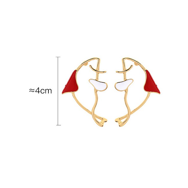 LRC Anting Tusuk Fashion Symmetrical Dripping Oil Fish Ear Studs F55533