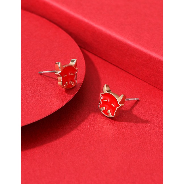 LRC Anting Tusuk Fashion Red Zodiac Calf Love Heart P85842