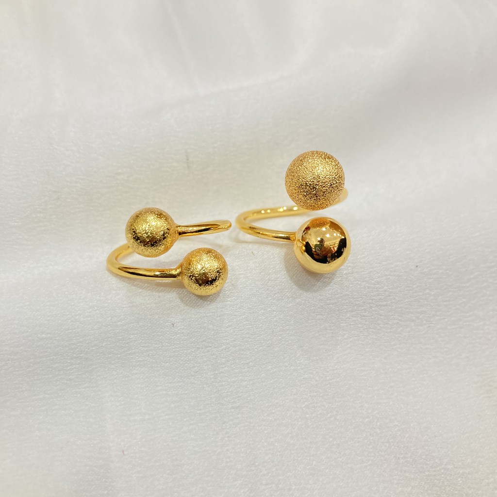 Cincin Pentol Bola Pasir Flexible Lapis Emas Xuping Perhiasan Wanita