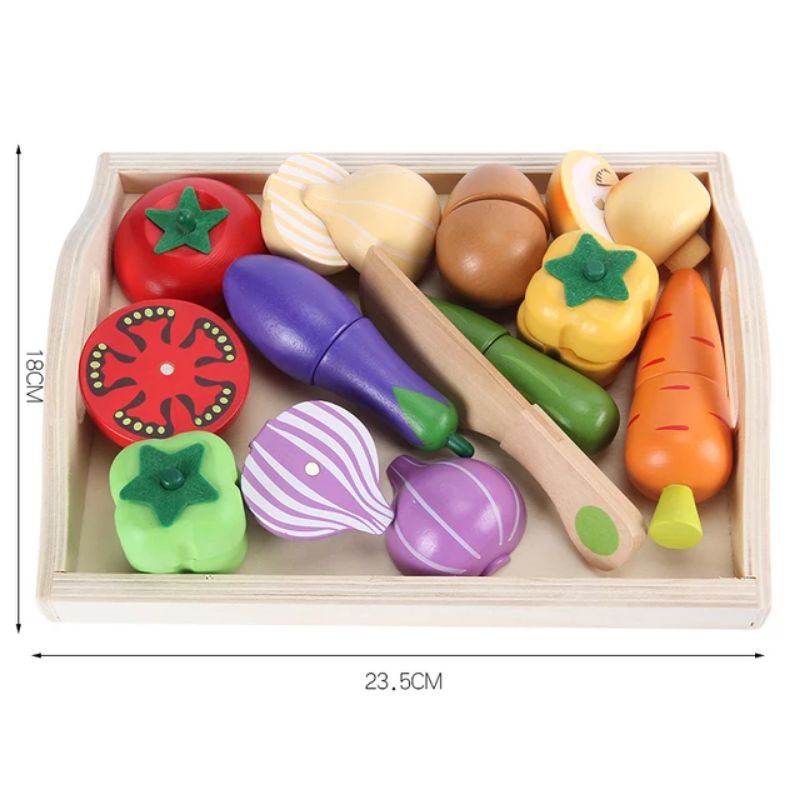 Groceries tray fruits and veggies Mainan potong buah dan sayur Mainan masak anak