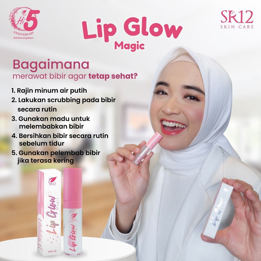 Lip Glow Magic SR12 LIPGLOW Melembabkan Memberikan Warna pada Bibir dan Efek Glossy BPOM Halal