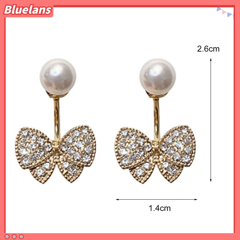 Bluelans 1 Pasang Anting Tusuk Gantung Wanita Bahan Alloy Hias Berlian Imitasi Untuk Pesta