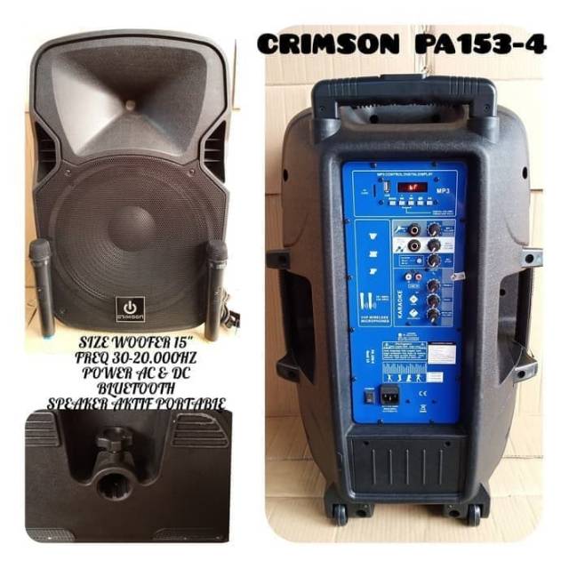 Speaker portable wireless CRIMSON PA-153-4 kit Biru(15 in Bluethoot)